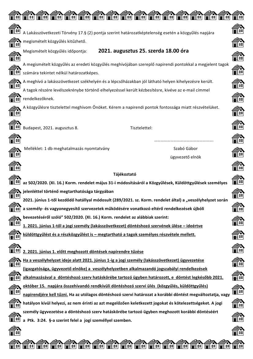 Közgyűlés meghívó 2021. augusztus 25. 2. oldal